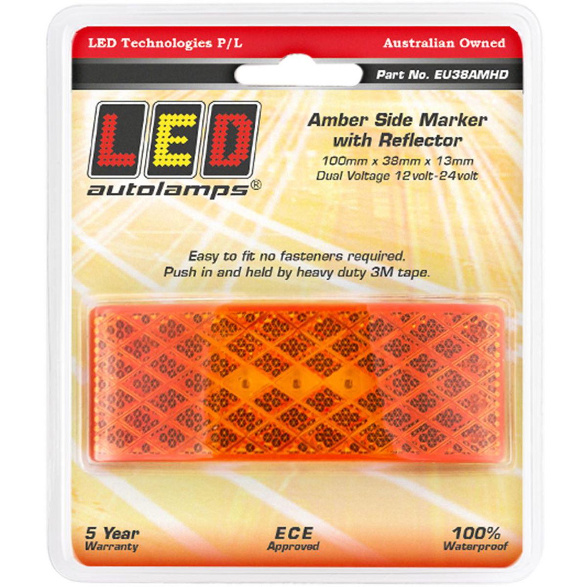 LED Autolamps Side Marker Light LED Amber w/ Reflector 12/24V EU38AMHD