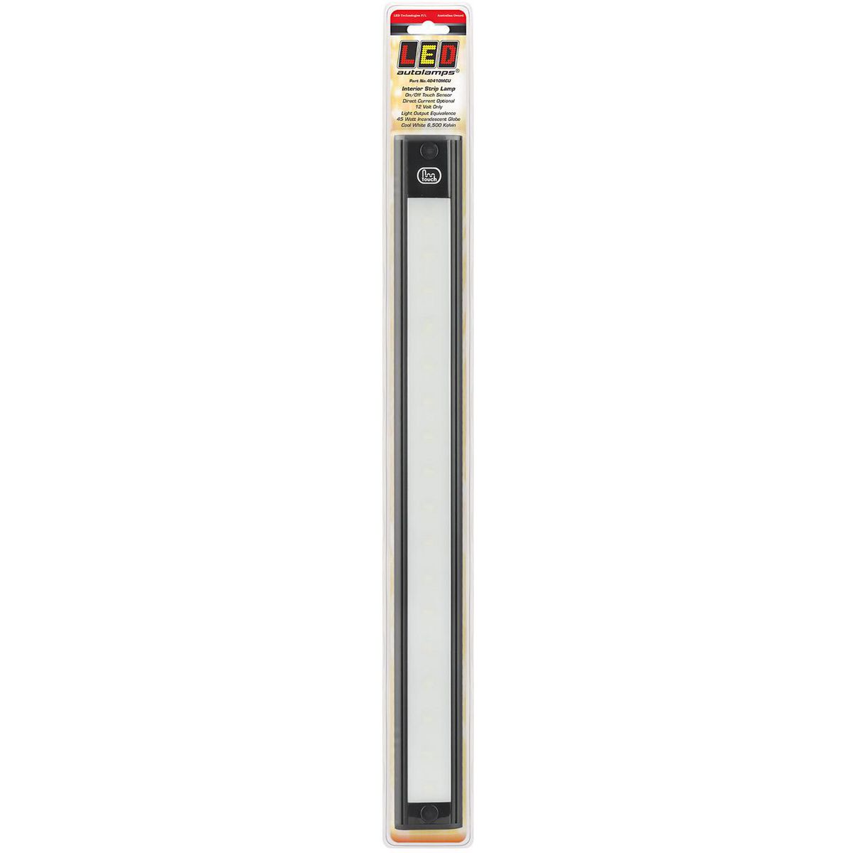 LED Autolamps Interior Strip Lamp with Touch Sensor Switch (MCU Circuitry) and Black Base 410 x 40mm 12V 40410MCU