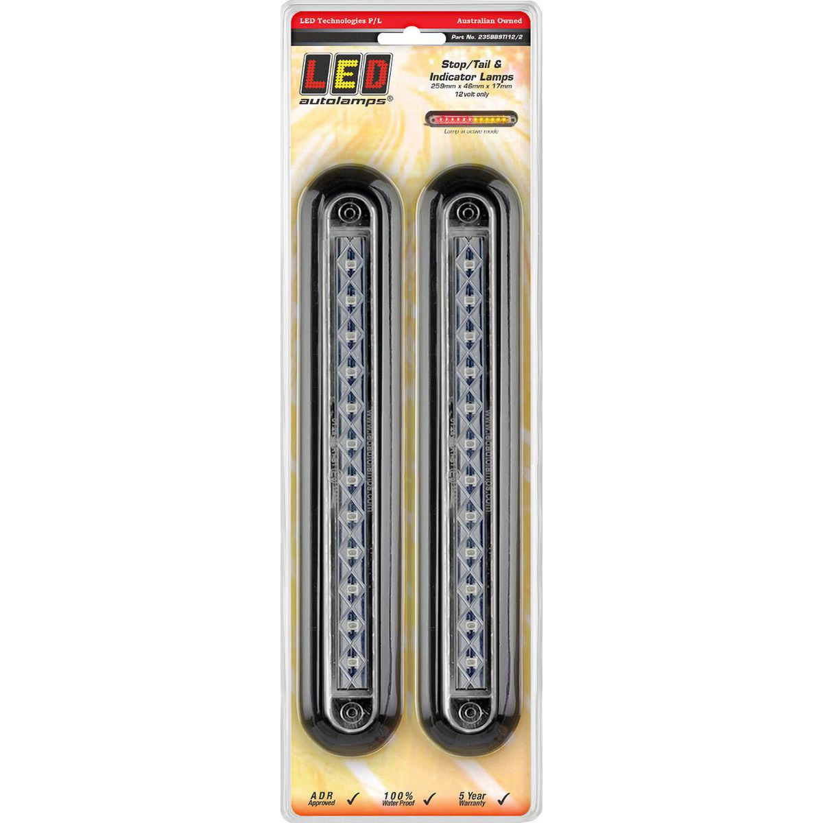 LED Autolamps Stop/Tail/Indicator Light LED 12V Black Bracket 235BBSTI12/2