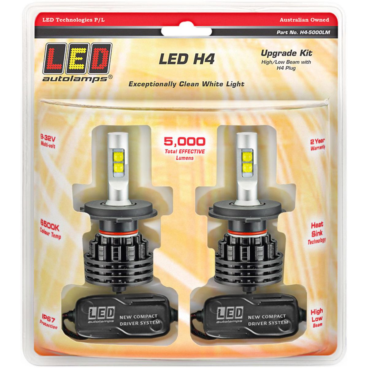 LED Autolamps H4 LED Headlamp Upgrade Kit H4-5000LM