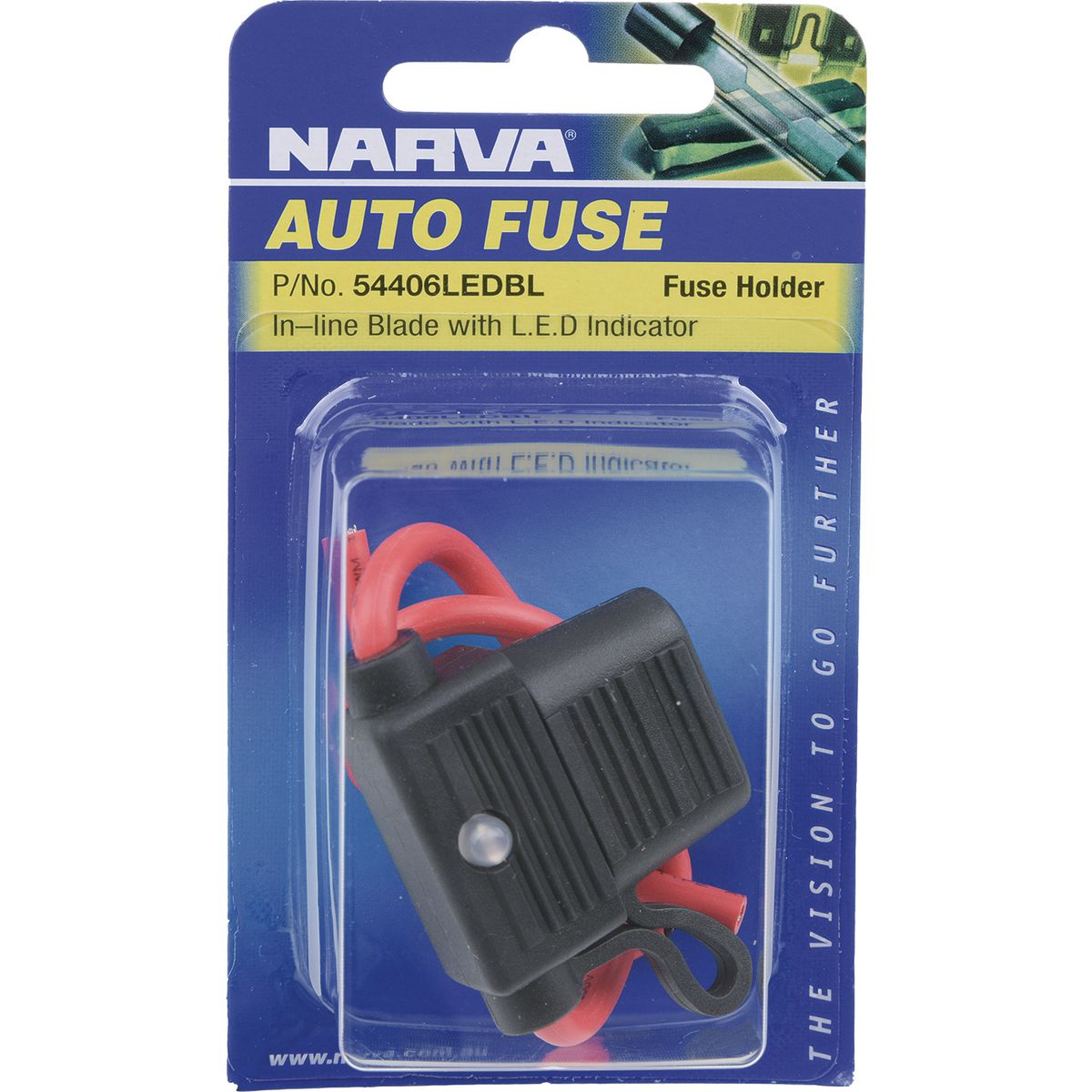 Narva In-Line Stadard ATS Blade Fuse Holder with Weather Proof Cap & LED Indicator 54406LEDBL