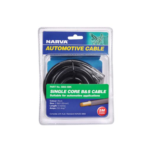 Narva 2 B&S Cable Black 255A 5m 5802-5BK