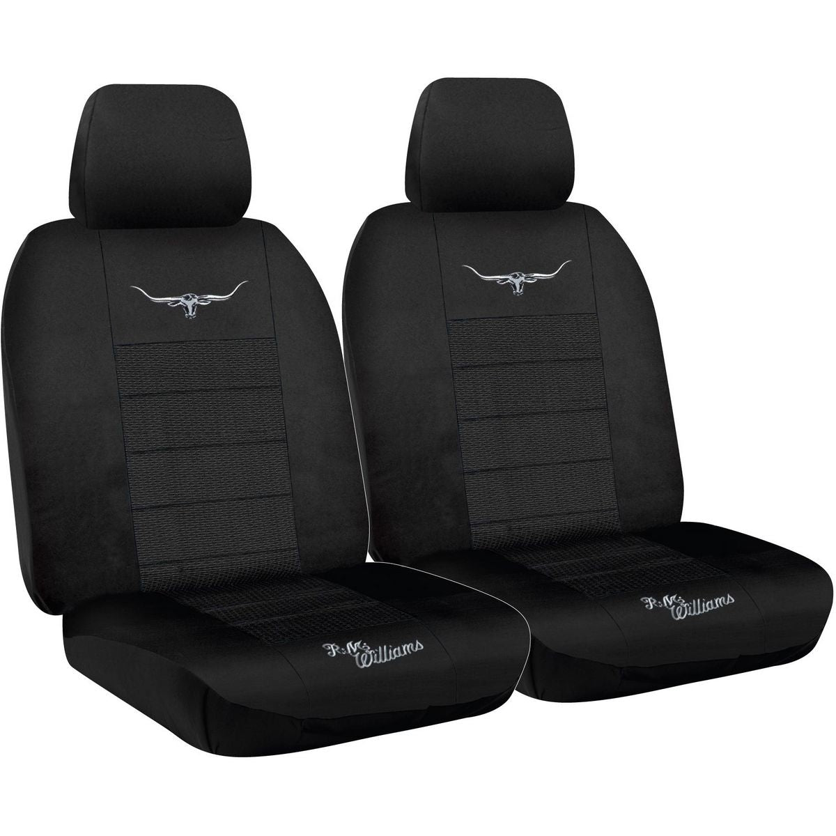 R.M. Williams Seat Cover Set Jacquard Front Black JCRMW3BLK30