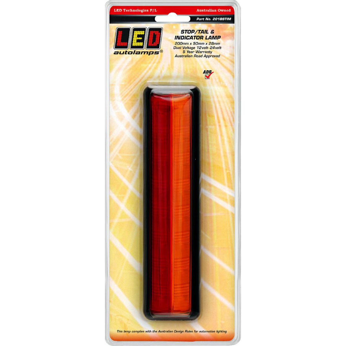 LED Autolamps Stop/Tail/Indicator Light 16 LED 12-24V with Black Bracket 201BSTIM