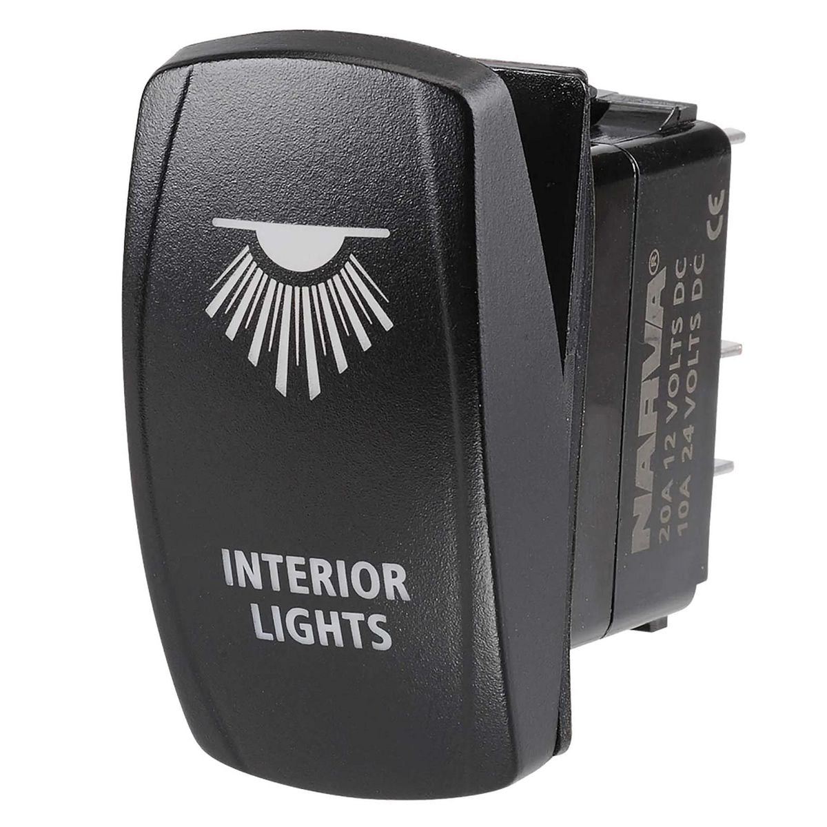Narva Sealed Rocker Switch 12/24V On/Off LED w/ Interior Lights Symbol 63257BL
