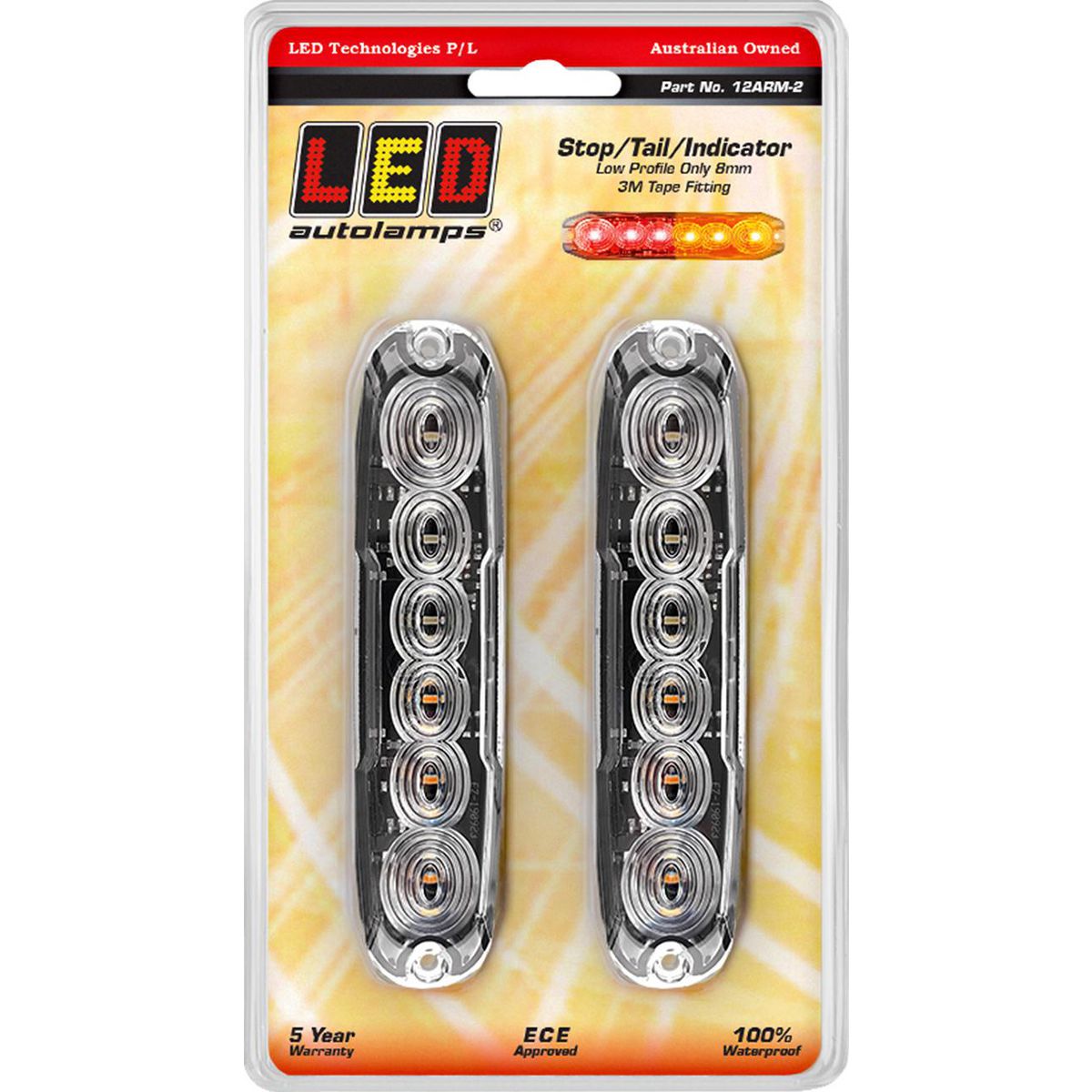 LED Autolamps Stop/Tail/Indicator Light LED 12-24V Low Profile 12ARM-2