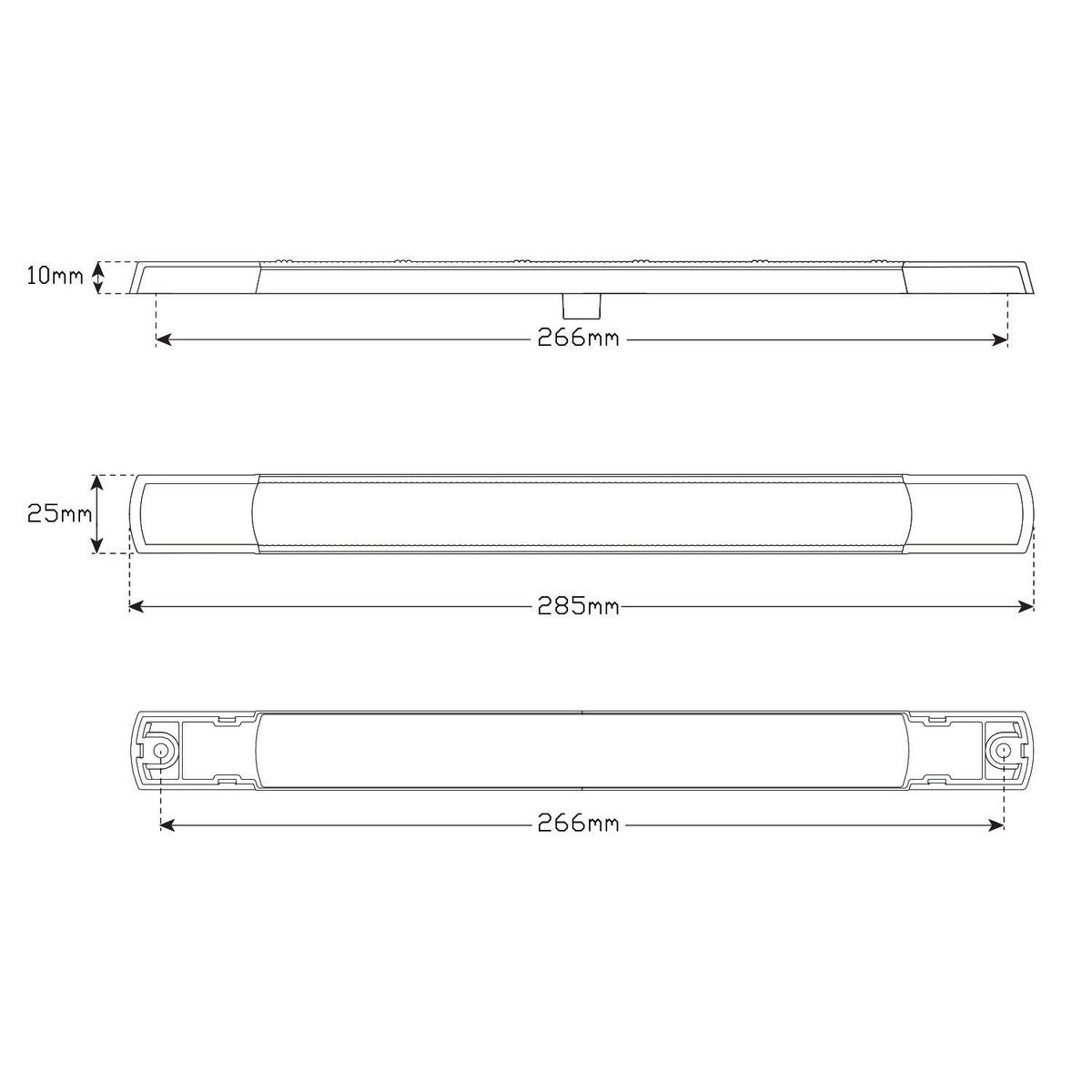 LED Autolamps Stop/Tail Light 16 Led 12V Low Profile 285X25Mm -Surface Mount 285BR12