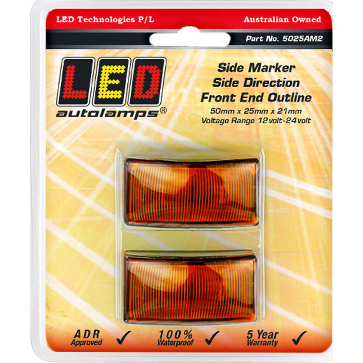 LED Autolamps Side Indicator/Side or Front Marker 50x25x21mm 12-24V Twin Pack 5025AM2