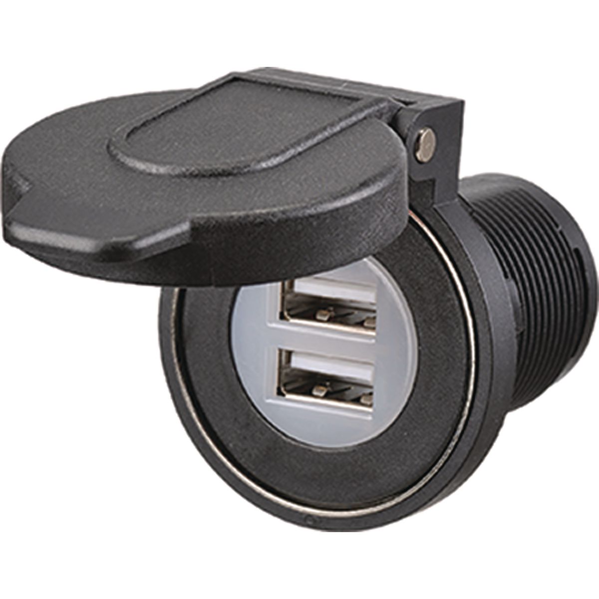 Narva Heavy Duty Dual USB Socket with Magnetic Dust Cover 12-24V DC 81108BL