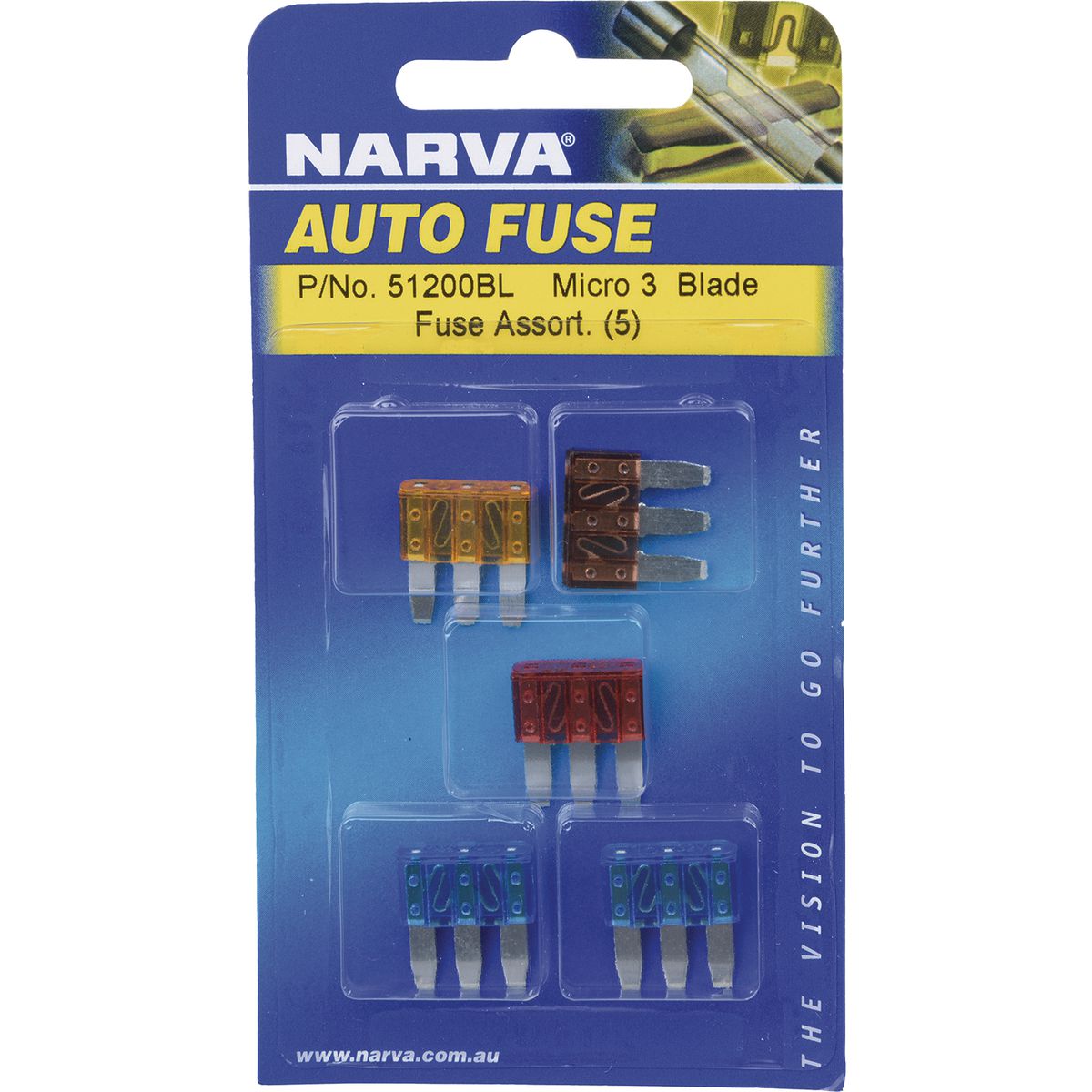 Narva 3 Blade Fuse Micro Assortment (5Pk) 51200BL