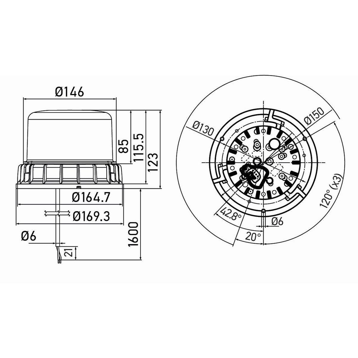 HELLA Led Rotaing Beacon Blue 10-30V Perm Mount 2RL012983011