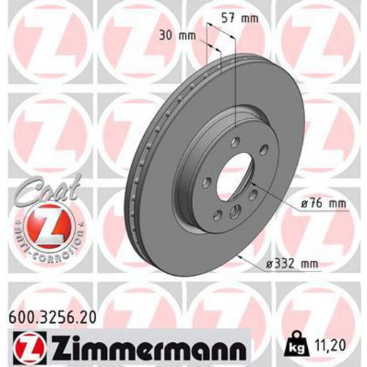 Zimmermann OE Coat Z Brake Rotor Single 332mm Front 600.3256.20