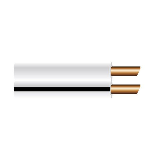 OEX 3mm Twin Core Automotive Cable, Figure 8, White with Black Trace - 30m Roll ACX0832