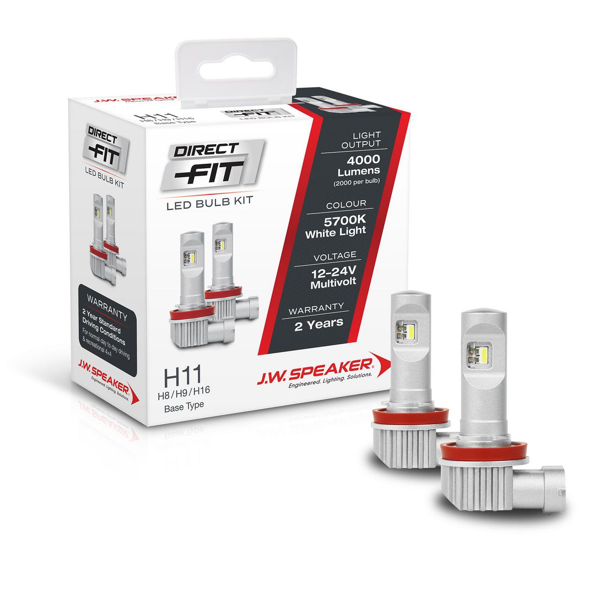 JW Speaker Speaker H11/9/8/16 LED Direct Fit Bulb Kit 12/24V 6000K 999011