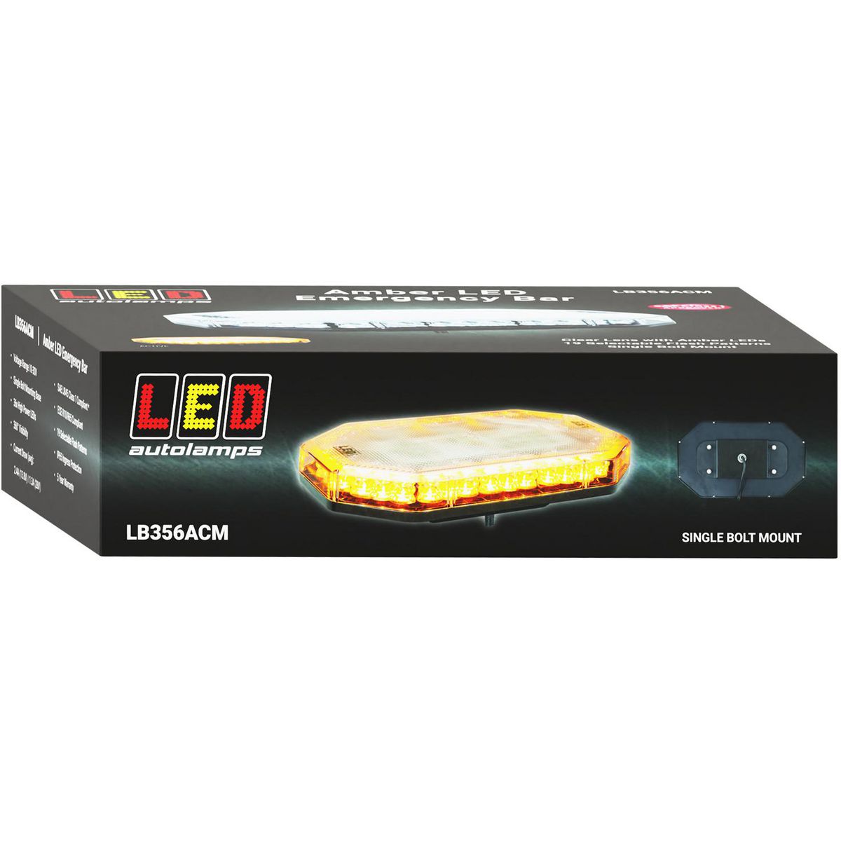 LED Autolamps Emergency Light Bar Amber LED with Clear Lens 356mm LB356ACM