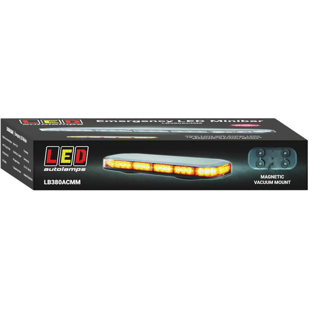 LED Autolamps Magnetic Vacuum Mount LED Clear Emergency Minibar 380mm x 172mm 12/24V