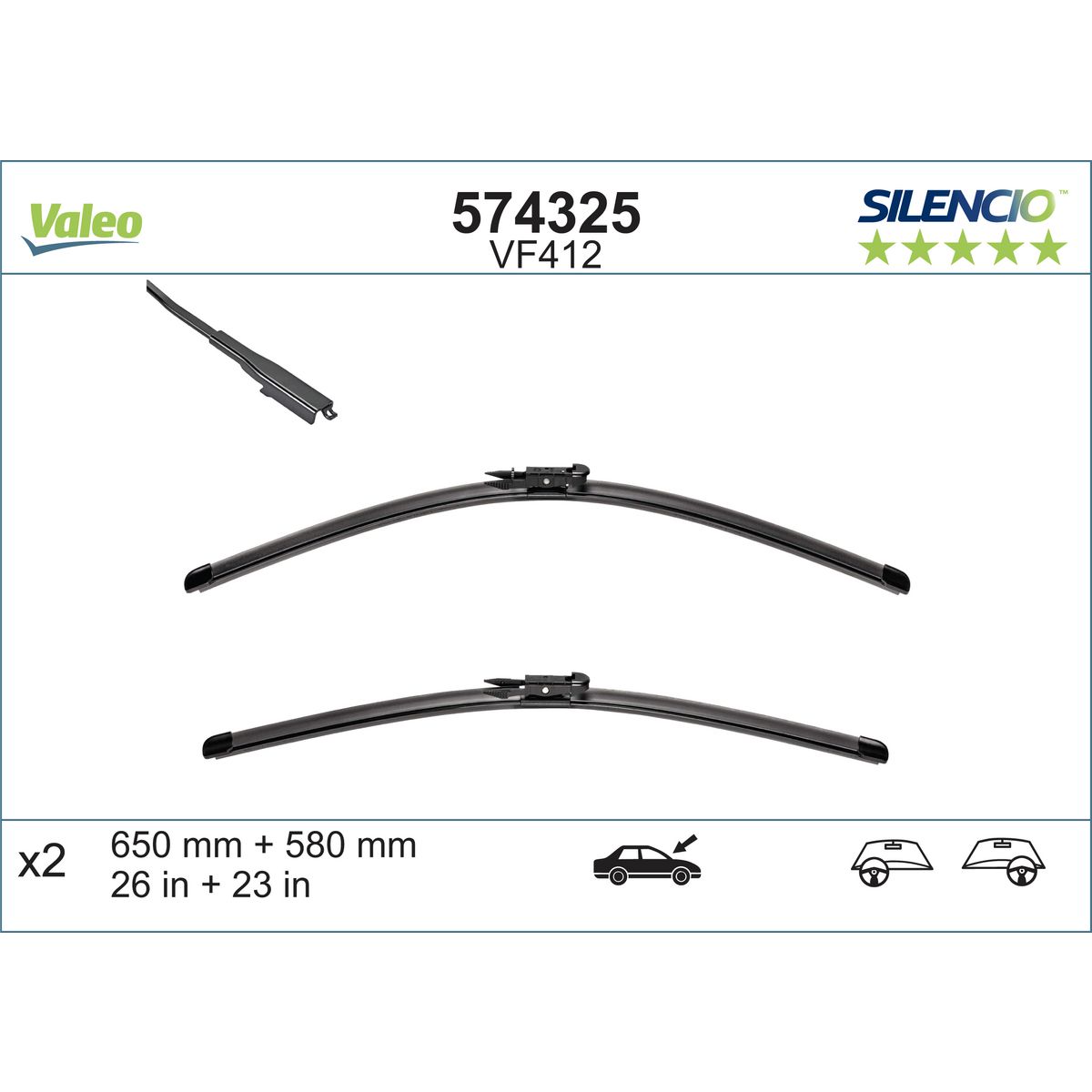 Valeo Silencio Wiper Blade Set Front VF412 574325