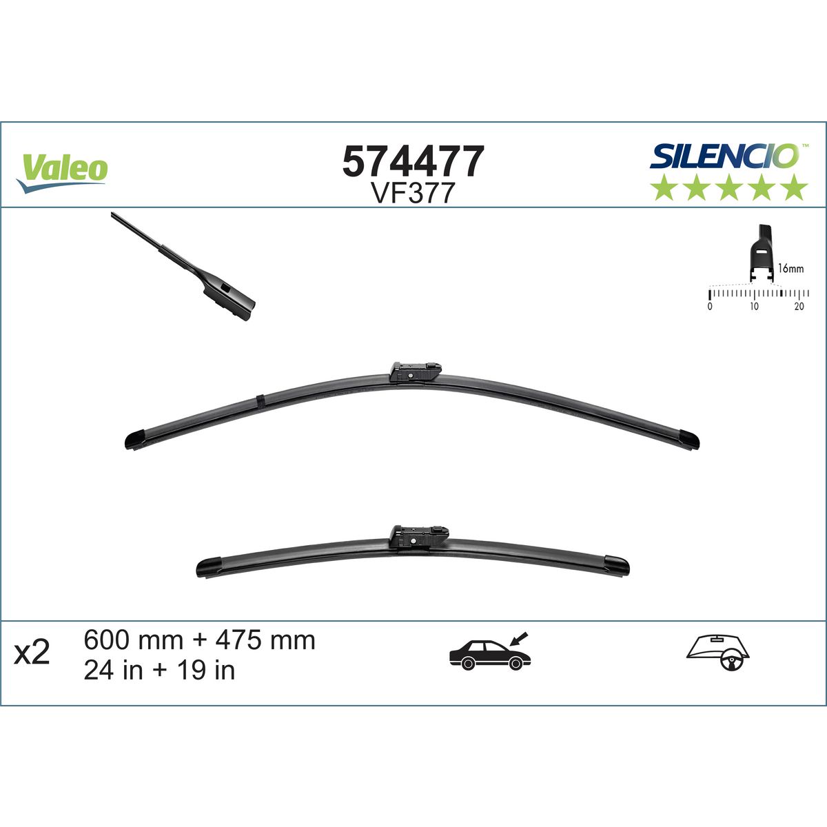 Valeo Silencio Wiper Blades Set Front 574477