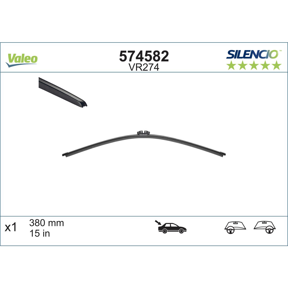 Valeo Silencio Wiper Blade Rear VM274 574582