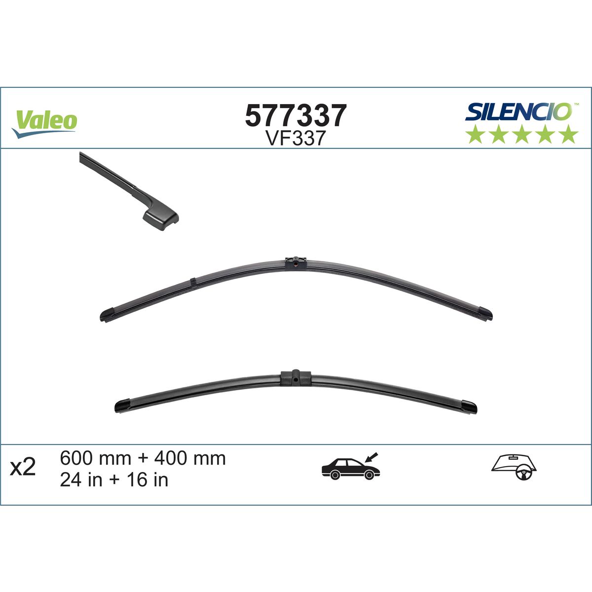 Valeo Silencio Wiper Blade Set Front VF337 577337