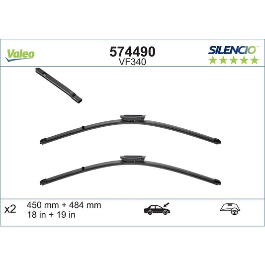 Valeo Silencio Wiper Blades Set Front 574490