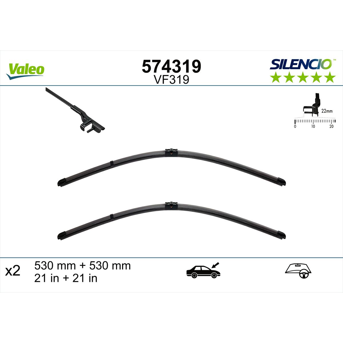 Valeo Silencio Wiper Blade Set Front VF319 574319
