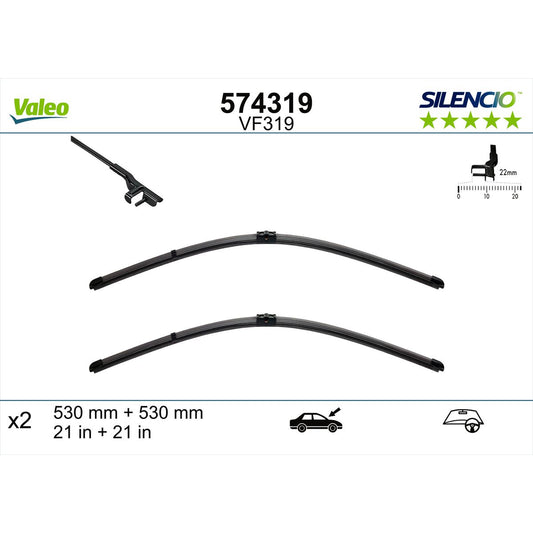 Valeo Silencio Wiper Blade Set Front VF319 574319