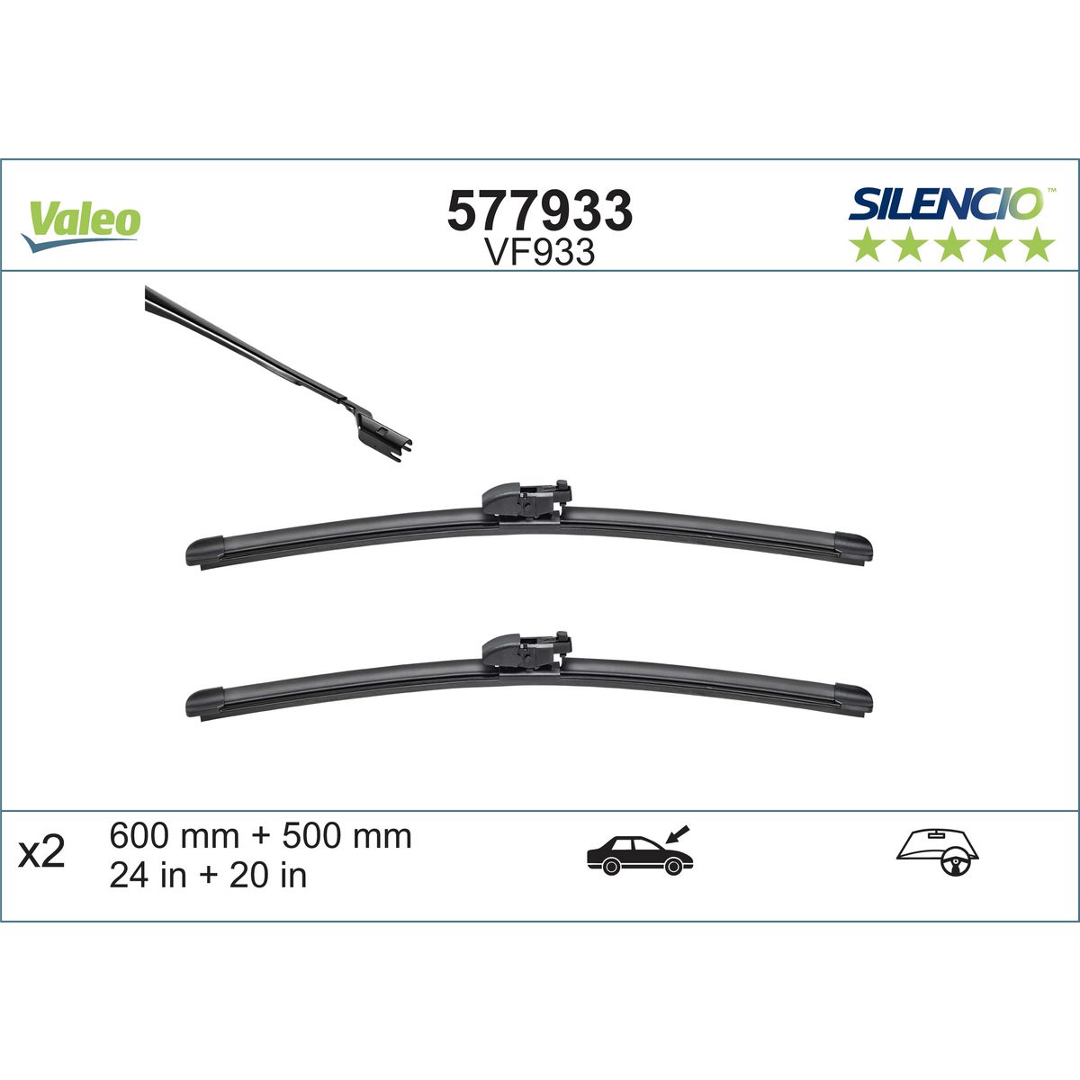 Valeo Silencio Wiper Blade Set Front VF933 577933