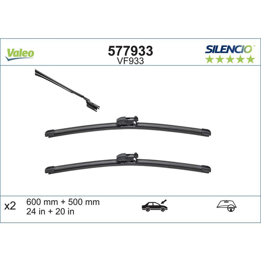 Valeo Silencio Wiper Blade Set Front VF933 577933