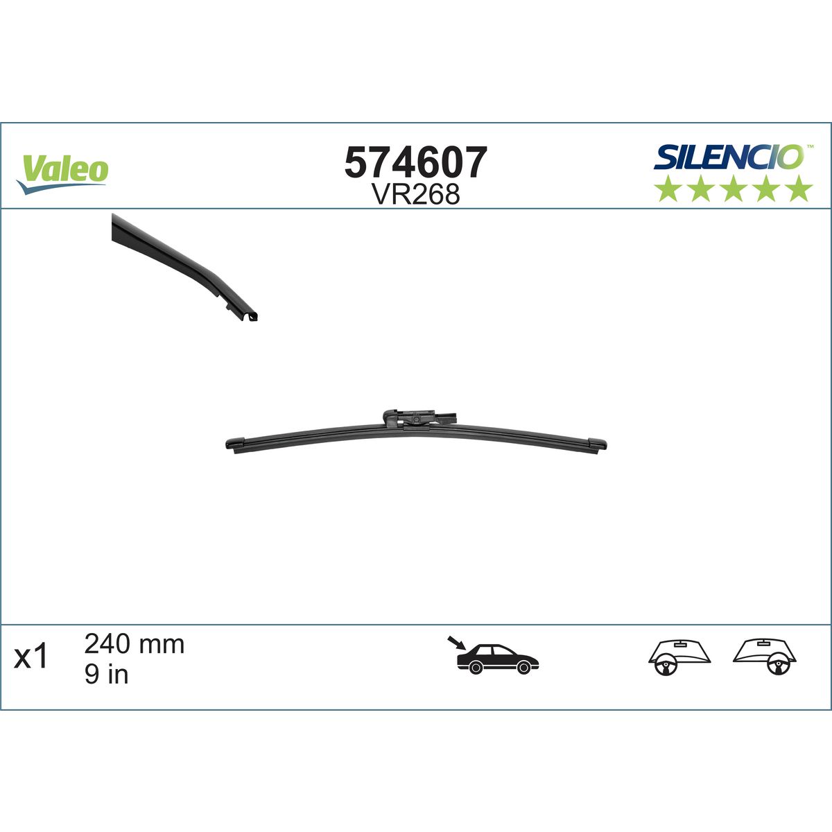 Valeo Silencio Wiper Blade Rear VR268 574607