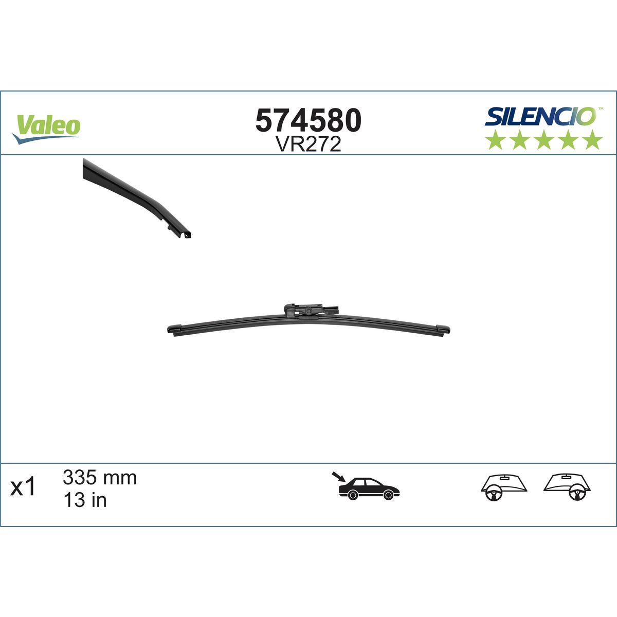Valeo Silencio Wiper Blade Rear VR272 574580