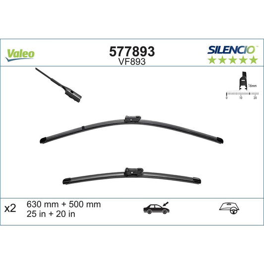 Valeo Silencio Wiper Blade Set Front VF893 577893