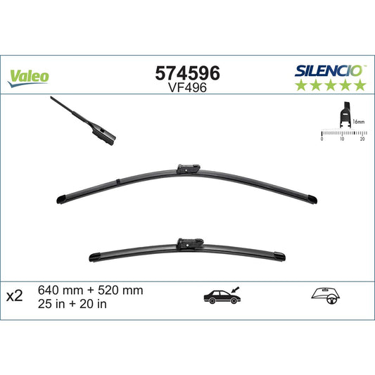 Valeo Silencio Wiper Blades Set Front 574596