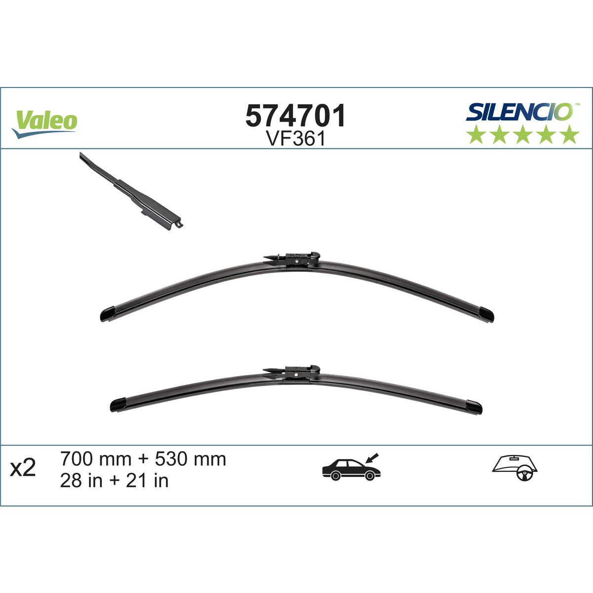 Valeo Silencio Wiper Blades Set Front 574701