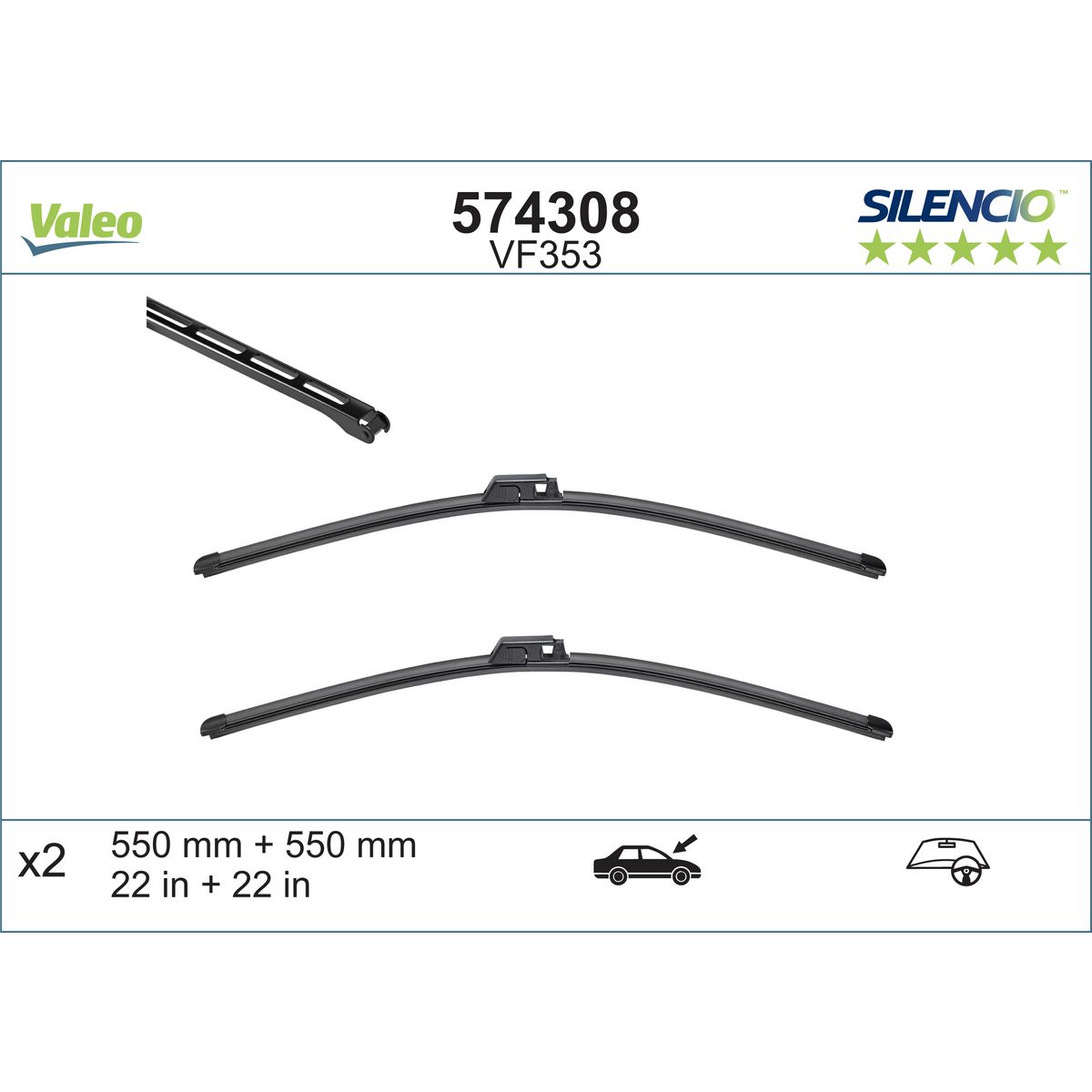 Valeo Silencio Wiper Blade Set Front VF353 574308
