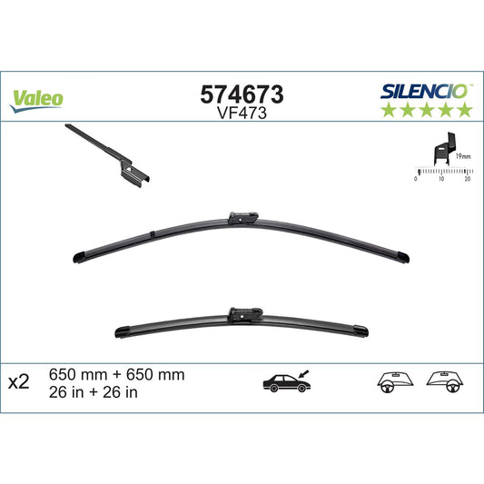 Valeo Silencio Wiper Blade Set Front VF473 574673