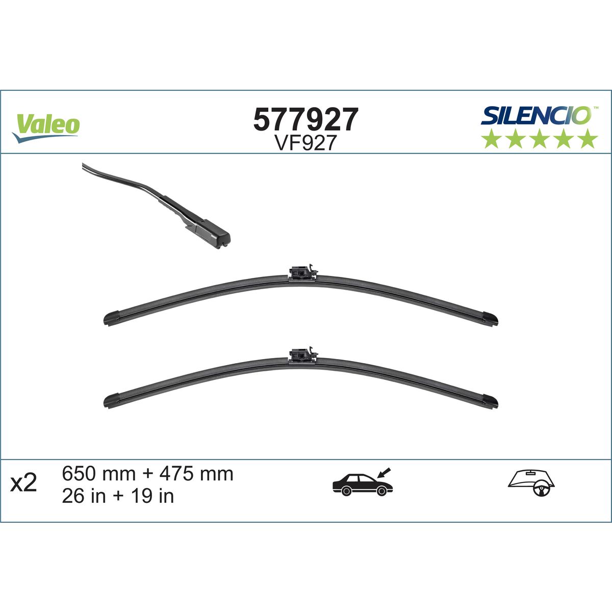 Valeo Silencio Wiper Blade Set Front VF927 577927