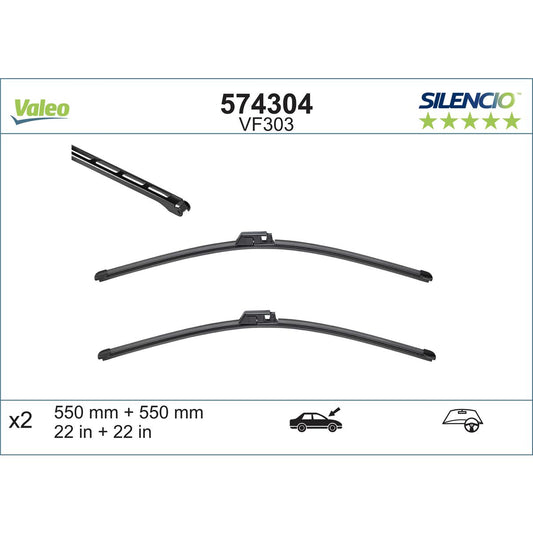 Valeo Silencio Wiper Blade Set Front VF303 574304