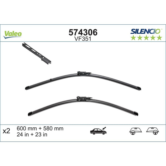 Valeo Silencio Wiper Blade Set Front VF351 574306