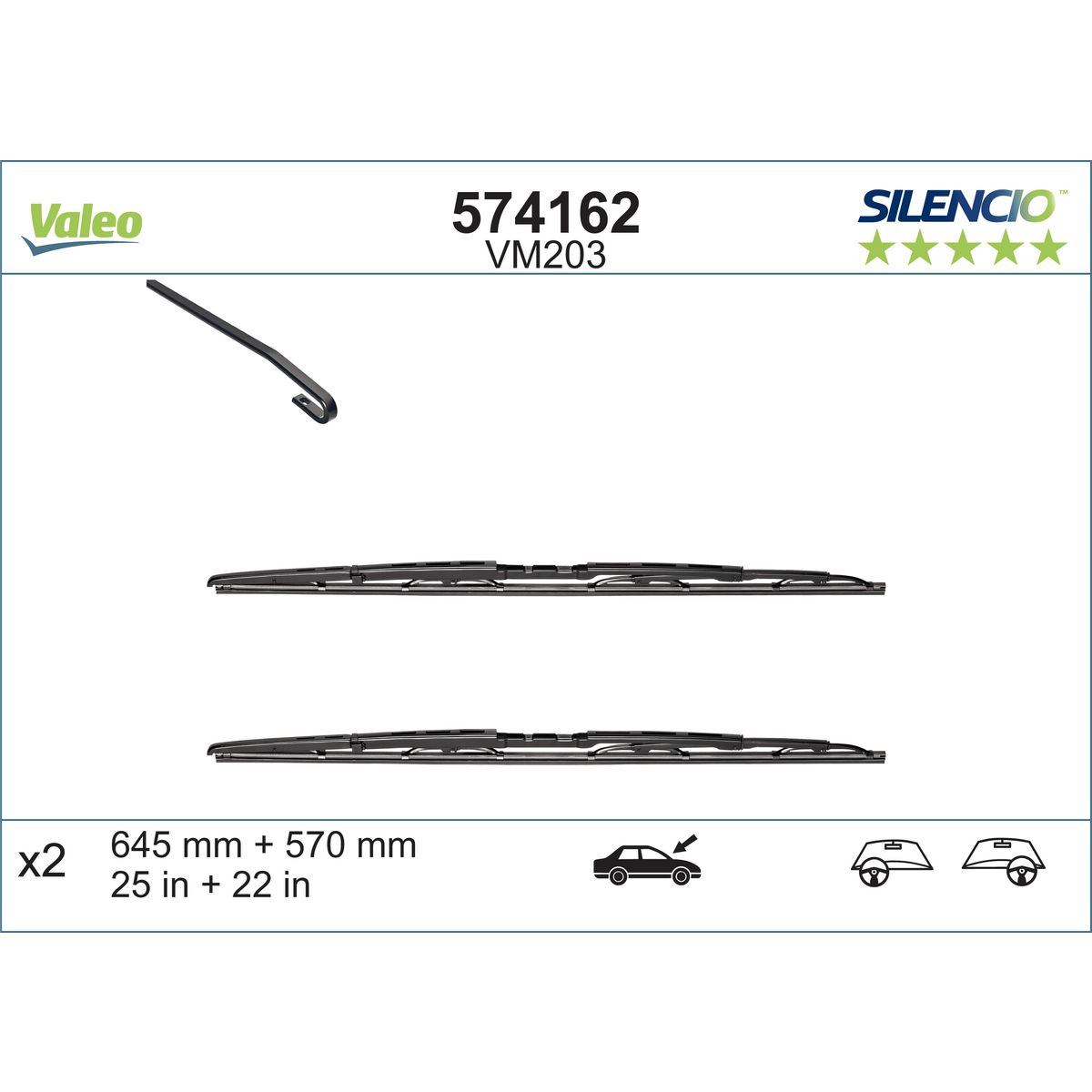 Valeo Silencio Wiper Blade Set Front VM203 574162