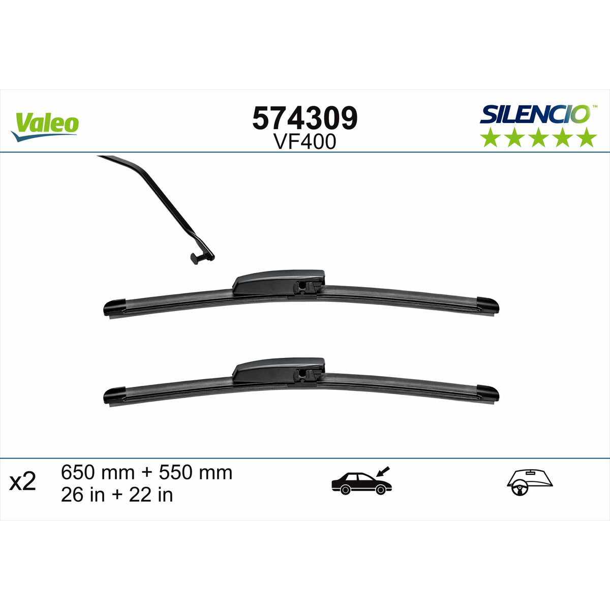 Valeo Silencio Wiper Blade Set Front VF400 574309
