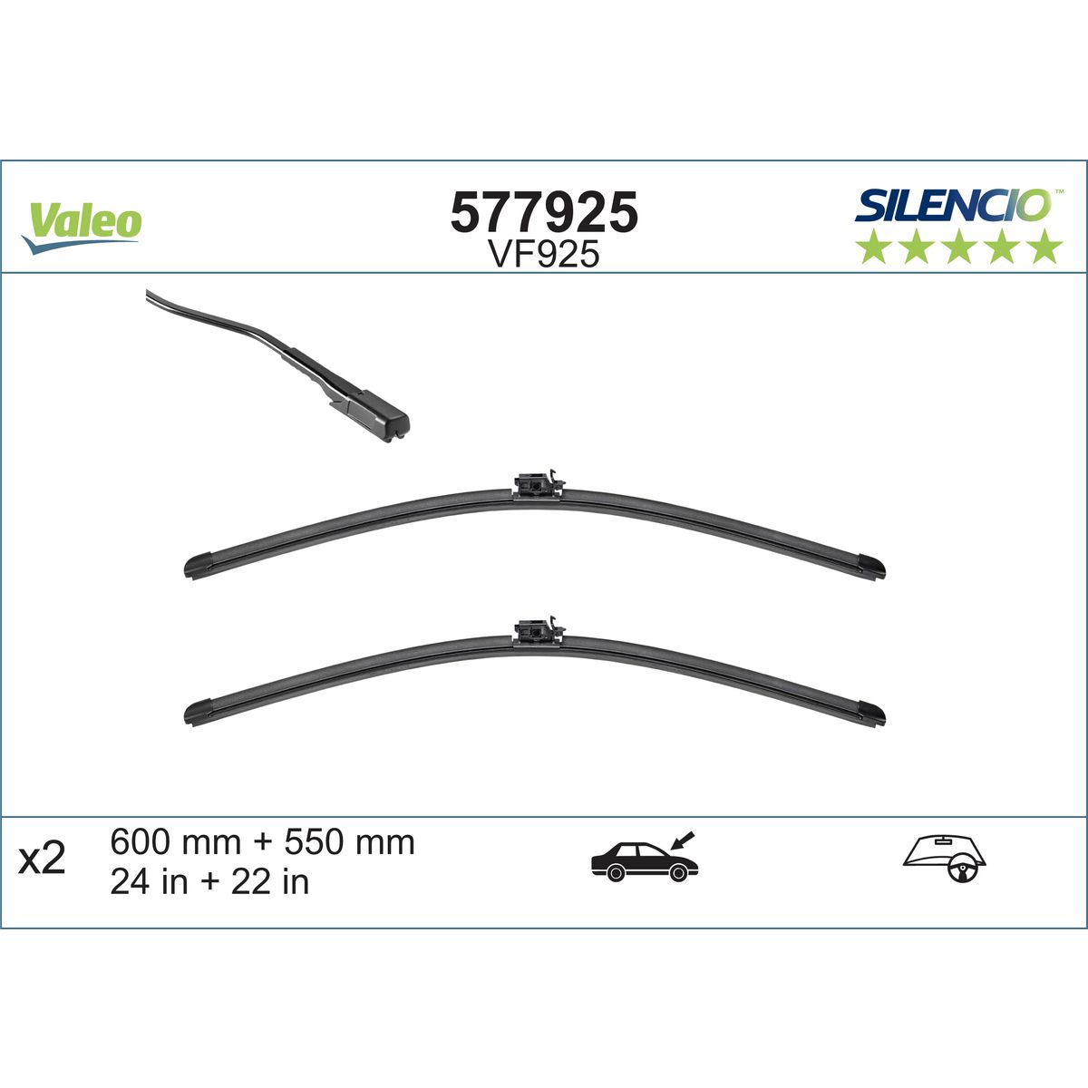Valeo Silencio Wiper Blade Set Front VF925 577925