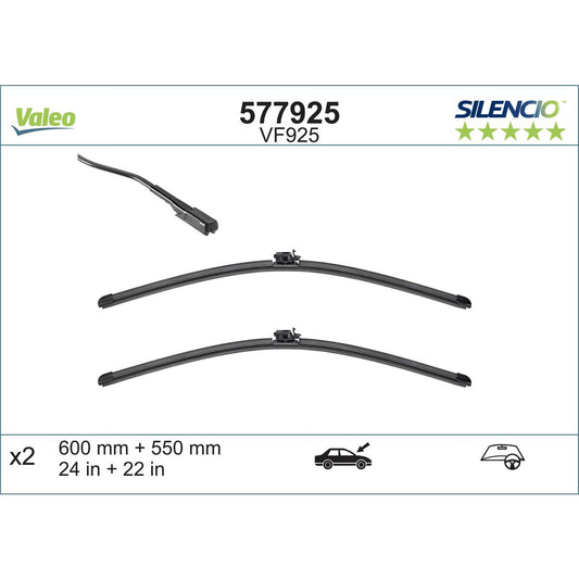 Valeo Silencio Wiper Blade Set Front VF925 577925