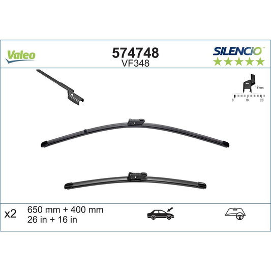 Valeo Silencio Wiper Blade Set Front VF348 574748