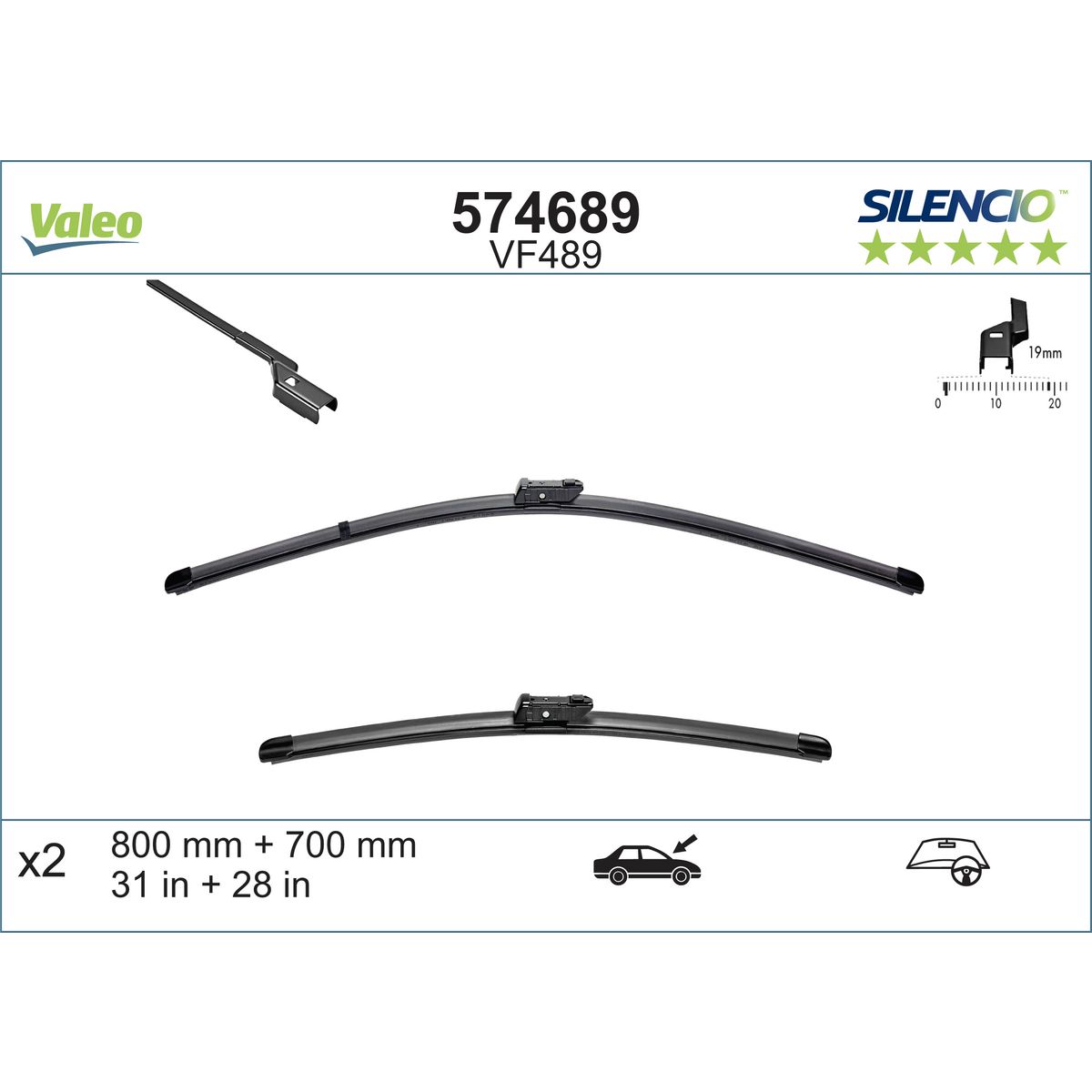 Valeo Silencio Wiper Blade Set Front VF489 574689