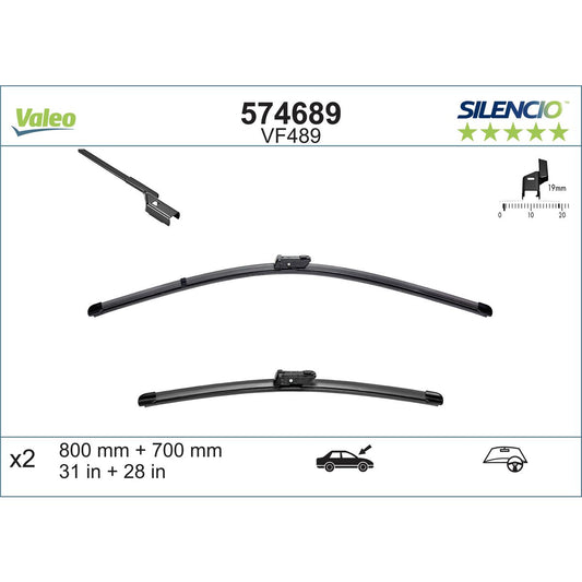 Valeo Silencio Wiper Blade Set Front VF489 574689