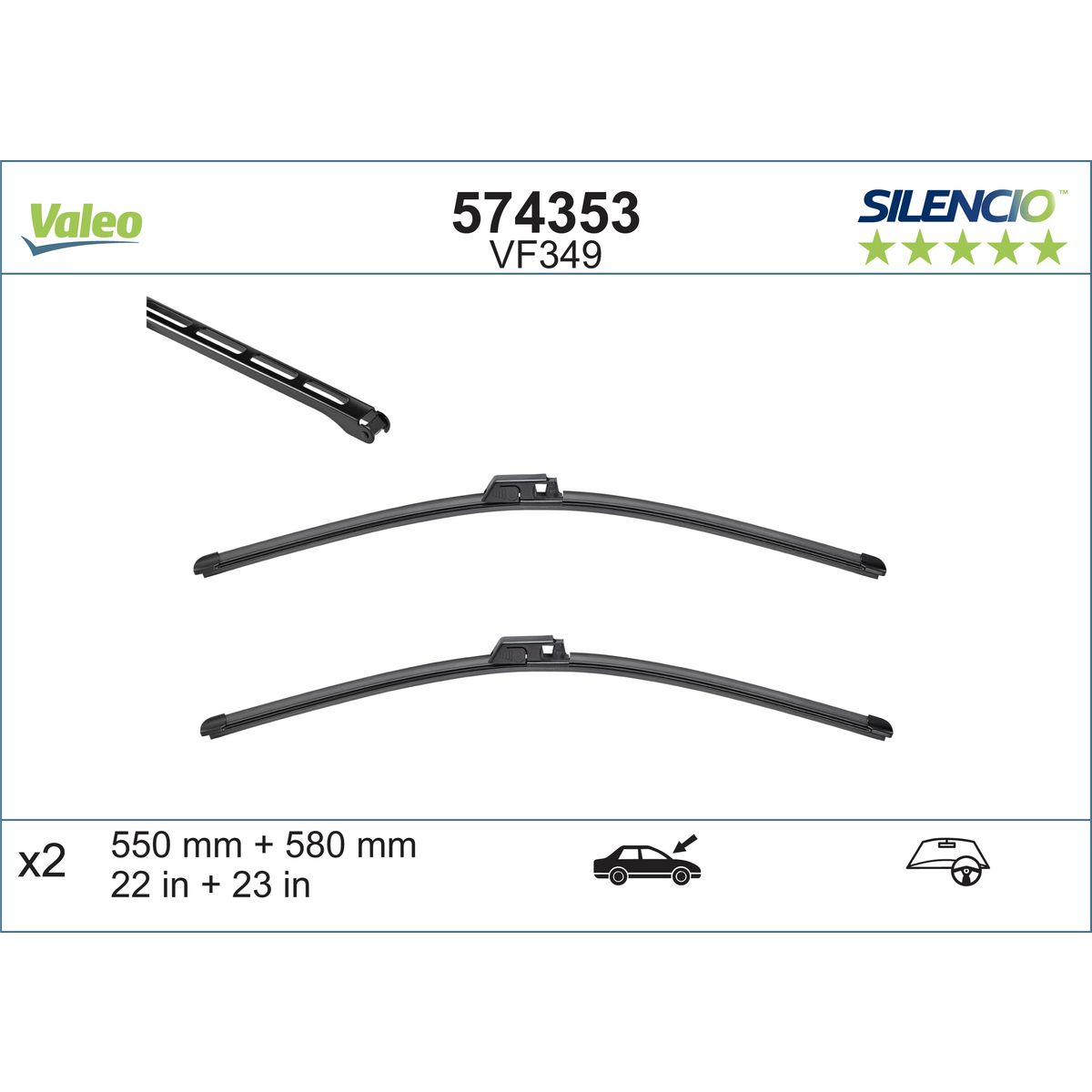 Valeo Silencio Wiper Blades Set Front 574353