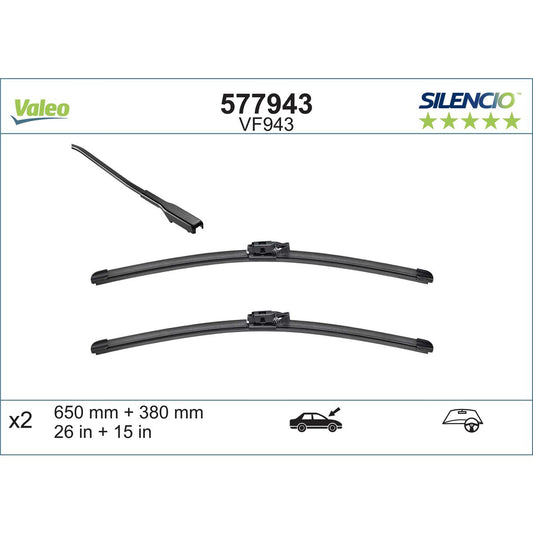 Valeo Silencio Wiper Blade Set Front VF943 577943