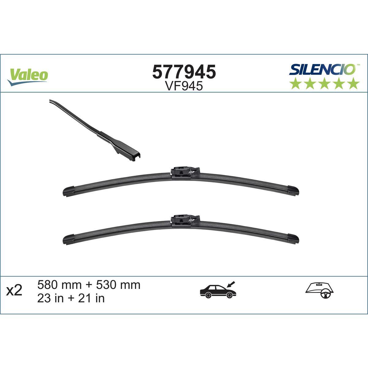 Valeo Silencio Wiper Blades Set Front 577945