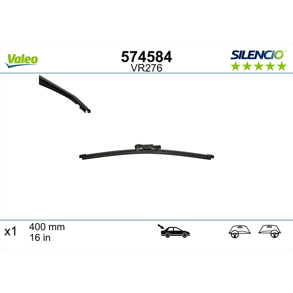 Valeo Silencio Wiper Blade Rear VR276 574584